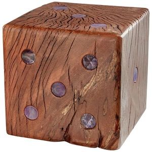 ANNA New York Dice Afora Bookend in Amethyst and Wood 4.25"D x 4.25"W x 4.25"H
